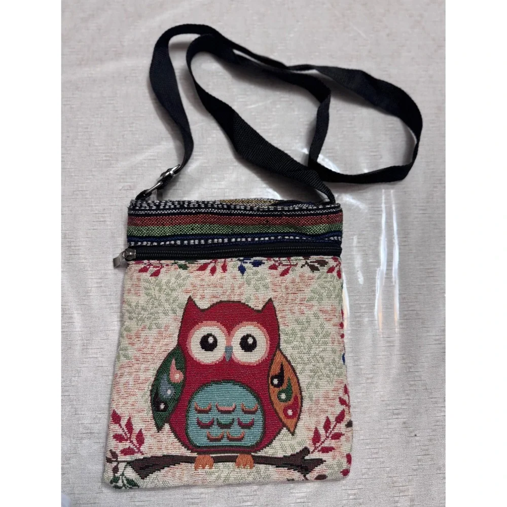 Boho Owl Crossbody Fall Bag | Colorful Woven‎ Tapestry | Eclectic Bohemian Style